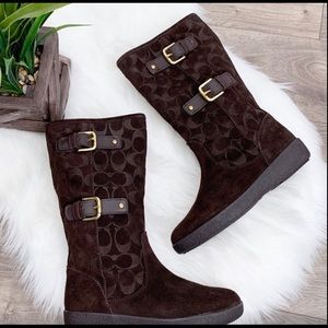 Coach Signature Tinah Suede Boot-EUC